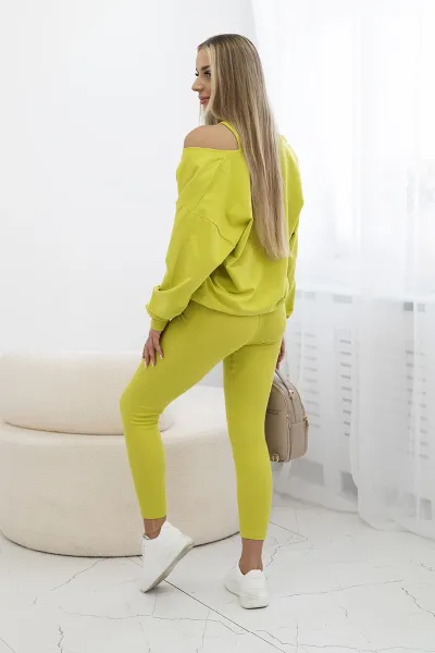 3-piece set Sweatshirt + top + leggings kiwi
