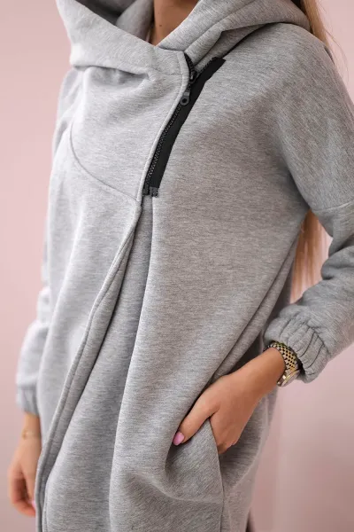 Short zip sweatshirt in grey