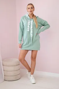Oversize dark mint hooded dress