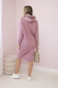 Dress with hood and slit on the side dark pink