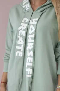 Oversize dark mint hooded dress