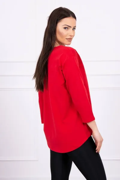 Blouse with Paradise red print