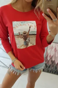 Blouse with Paradise red print