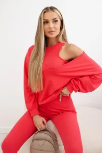 3-piece set sweatshirt + top + leggings raspberry