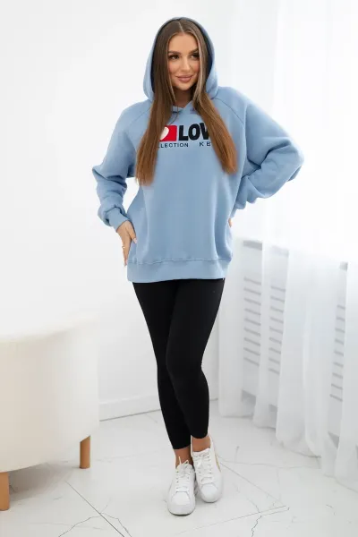 Cotton insulated hoodie in blue