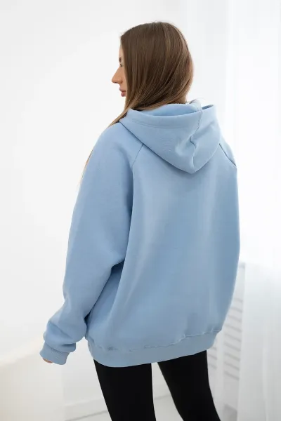 Cotton insulated hoodie in blue
