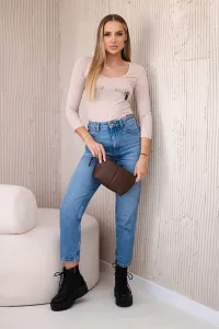 Nude blouse with pistol print beige