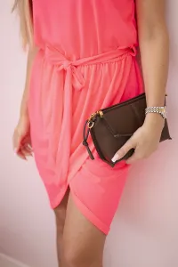 Tied dress with clutch pink neon bottom