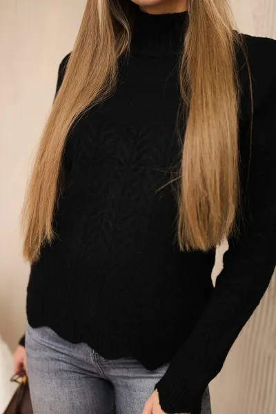 Black sweater with decorative ruffle