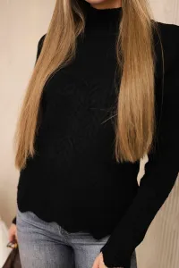 Black sweater with decorative ruffle