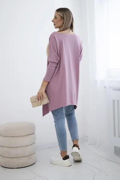 Oversize blouse with rainbow lip print navy pink