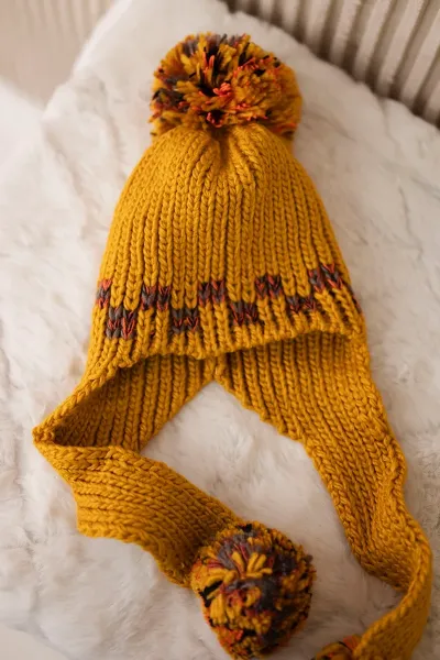 Women's cap with long ears Nadia K321 mustard