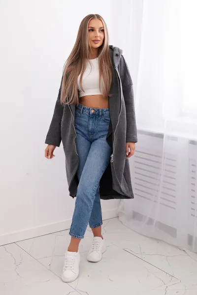 Long insulated graphite sweatshirt