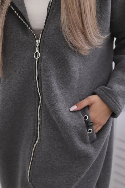 Long insulated graphite sweatshirt