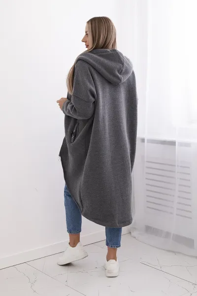 Long insulated graphite sweatshirt