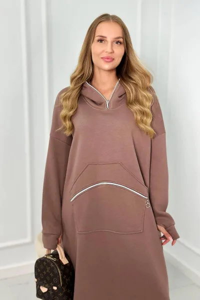 Insulated mocha hooded dress