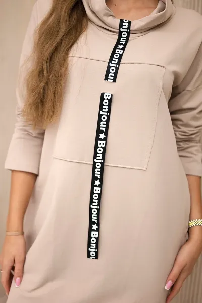 Tie dress light beige