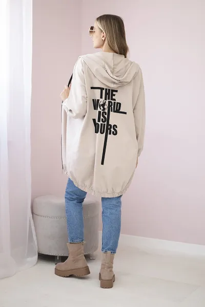 Legínovo Mikina s potlačou "The world is yours" tmavá púdrová ružová Farba: Svetlobéžová, Veľkosť: UNI