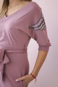 Dress with wings on the shoulders dark pink