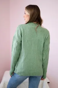 Pullover sweater with fashionable dark mint fabric