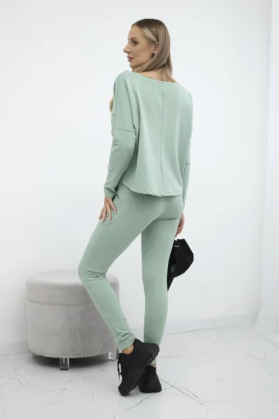 Set with oversize blouse dark mint