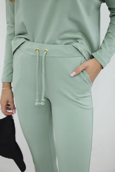 Set with oversize blouse dark mint