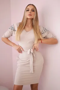 Dress with wings on the shoulders beige