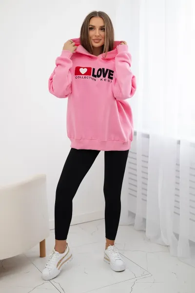 Cotton insulated hoodie light pink