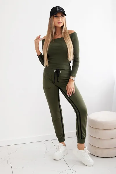 Double Stripe Khaki Set