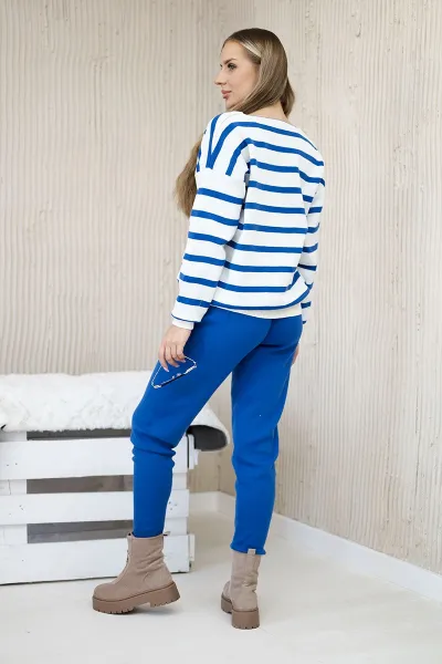 Set of Sweaters Striped Sweatshirt + Trousers Cornflower Blue