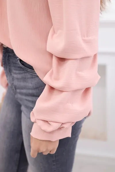 Spanish blouse with decorative sleeves powder pink