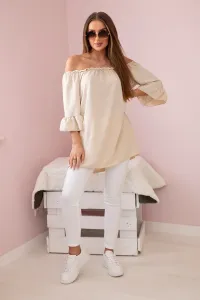 Spanish blouse with ruffles on the sleeve beige