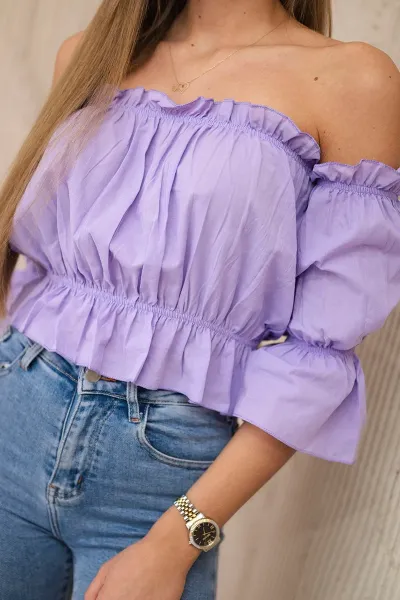 Purple blouse over the shoulder