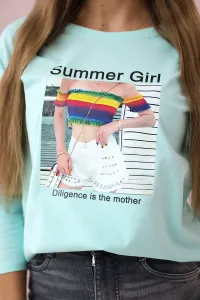 Blouse with Summer Girl mint print
