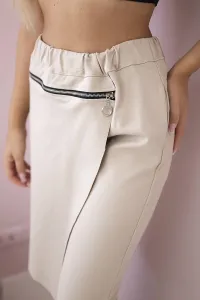 Punto Milano winter pants with decorative zipper dark beige