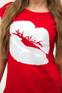 Blouse with red lip print