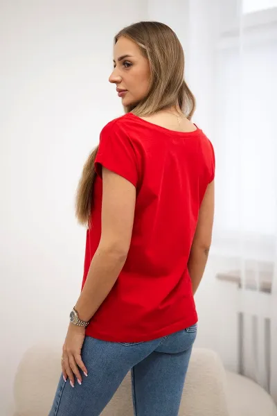 Blouse with red lip print
