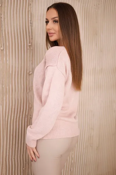 V-neck sweater powder pink
