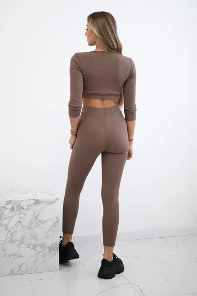 Ribbed crop top set mocha