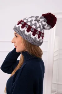 Women's cap Laila K283 dark gray+white+wine
