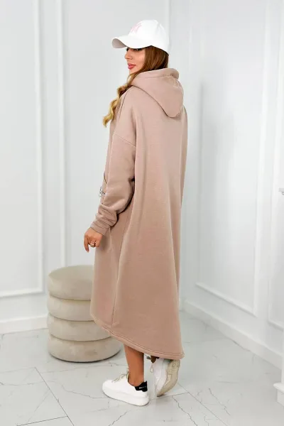 Insulated dress with hood dark beige