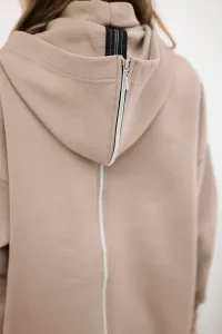 Insulated sweatshirt with a zipper at the back dark beige