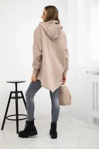 Insulated sweatshirt with a zipper at the back dark beige