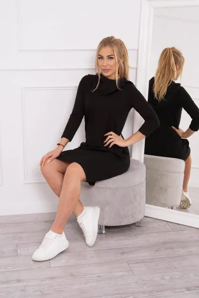 Black dress with hood and pockets