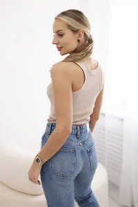 Striped tank top with beige metal plate