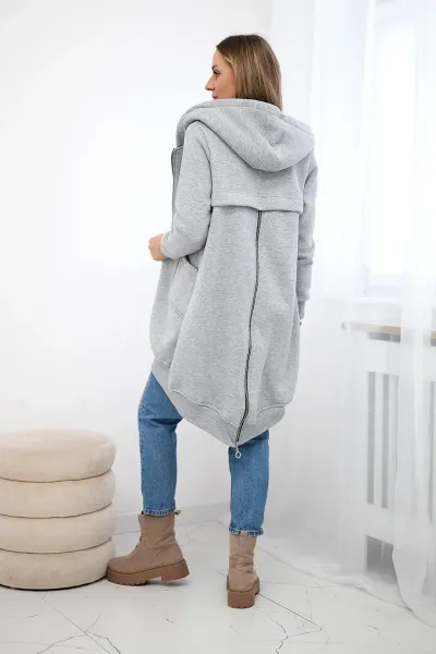 Insulated sweatshirt with a zipper at the back gray