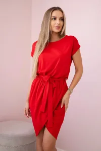Tied dress with a clutch bottom red