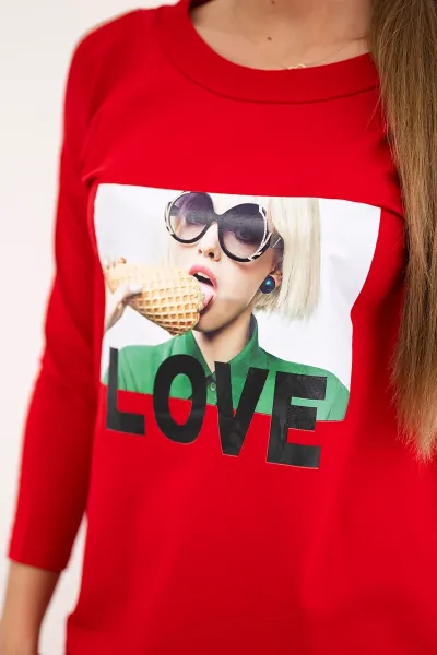 Dress with red love print