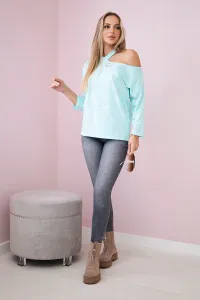 Blouse with heart mint print