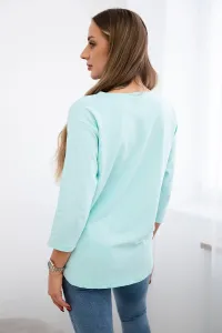 Blouse with cat graphics 3D mint